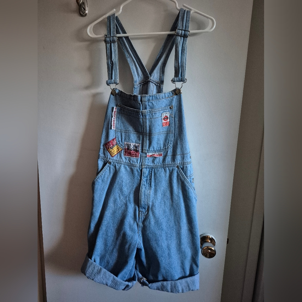 Blue Denim Overalls with Patches